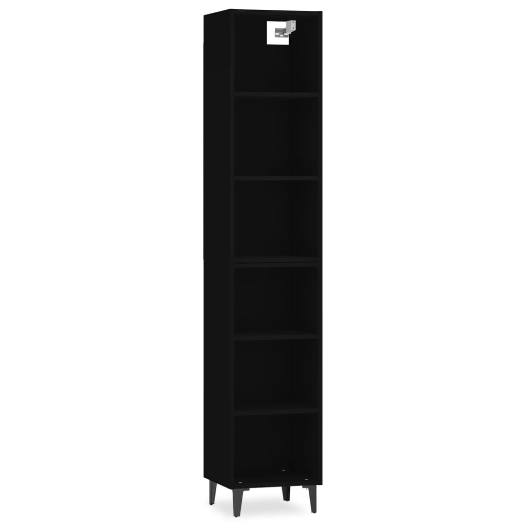vidaXL Highboard svart 34,5x32,5x180 cm konstruert tre