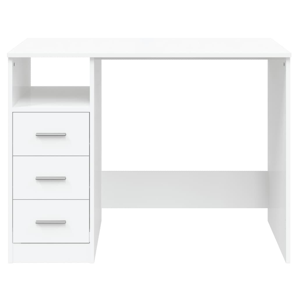 vidaXL Skrivebord høyglans hvit 102x50x76 cm konstruert tre