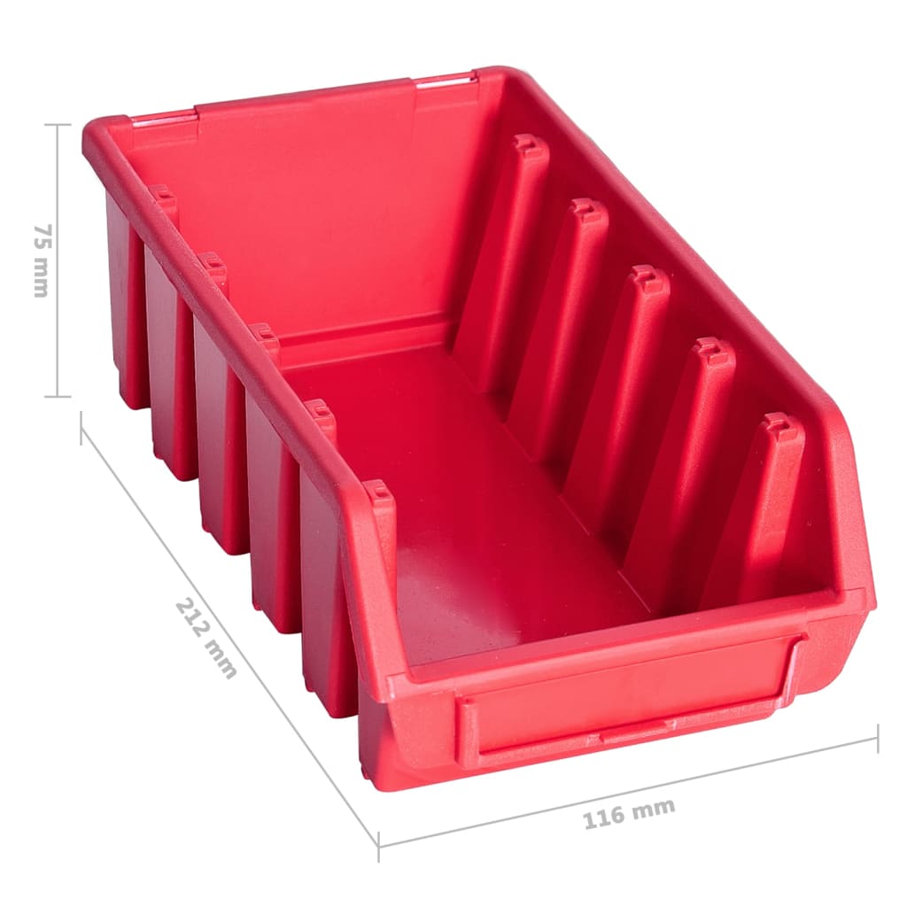 vidaXL Oppbevaringsbokssett i 80 deler med veggpaneler rød og svart