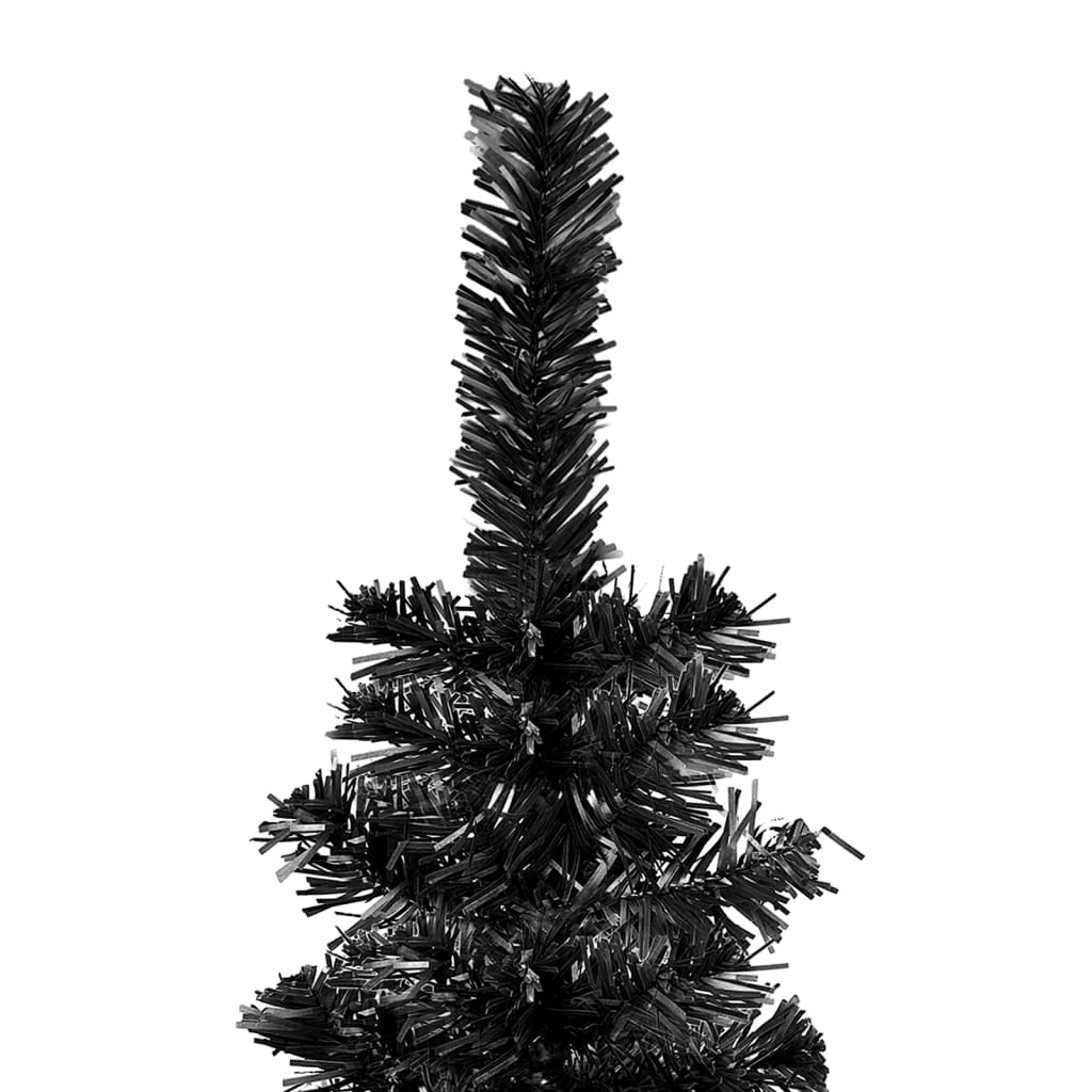 vidaXL Slankt juletre med LED og kulesett svart 180 cm