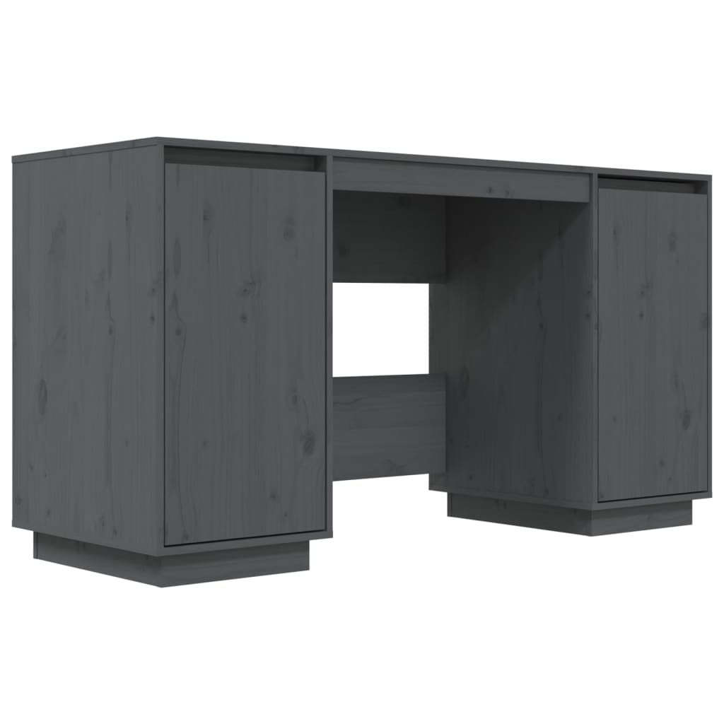 vidaXL Skrivebord grå 140x50x75 cm heltre furu