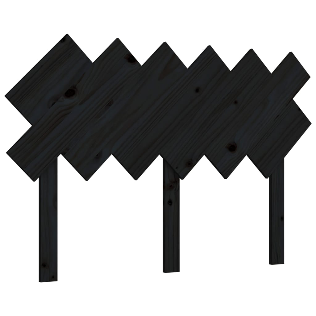 vidaXL Sengegavl svart 122,5x3x80,5 cm heltre furu