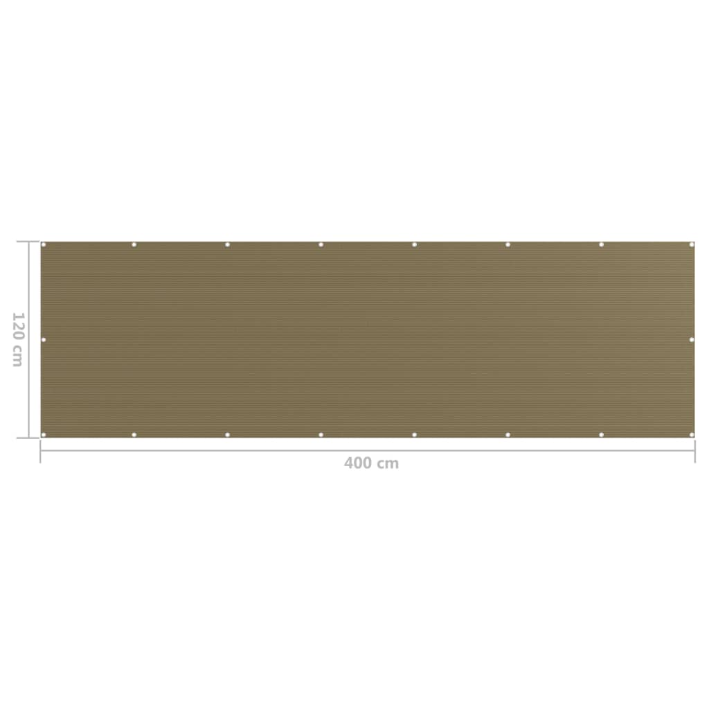 vidaXL Balkongskjerm gråbrun 120x400 cm HDPE