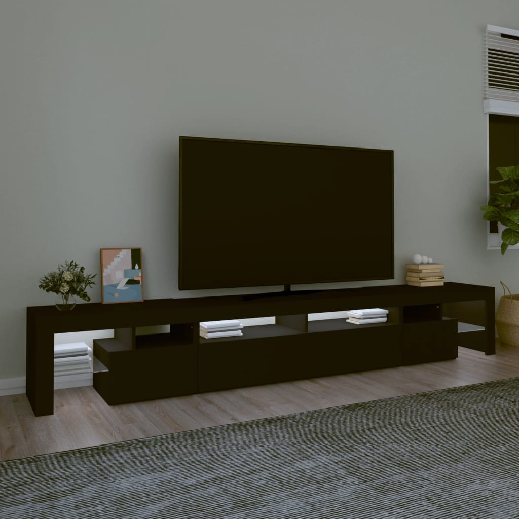 vidaXL TV-benk med LED-lys svart 260x36,5x40 cm
