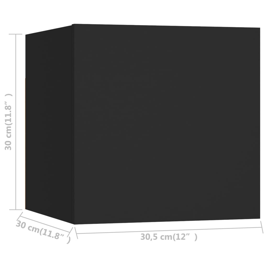 vidaXL Vegghengte TV-benker 2 stk svart 30,5x30x30 cm