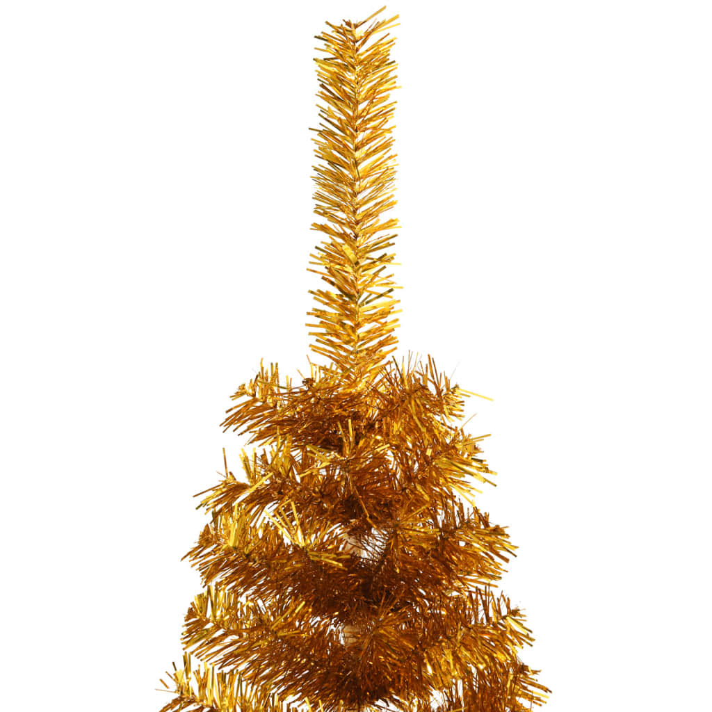 vidaXL Kunstig halvt juletre med stativ gull 180 cm PET