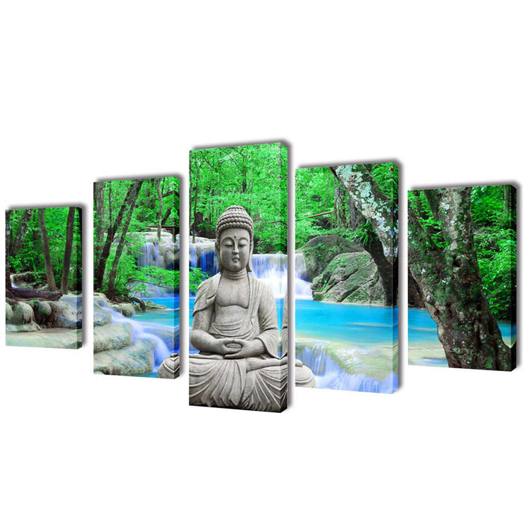 Kanvas Flerdelt Veggdekorasjon Buddha 100 x 50 cm