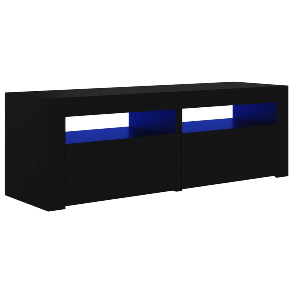vidaXL TV-benk med LED-lys svart 120x35x40 cm