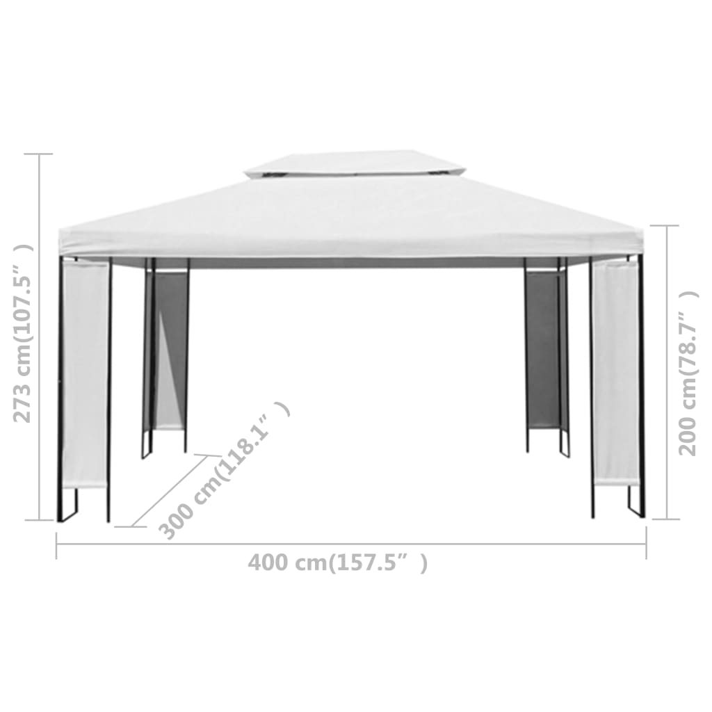 vidaXL Paviljong med LED-lysslynge 3x4 m hvit