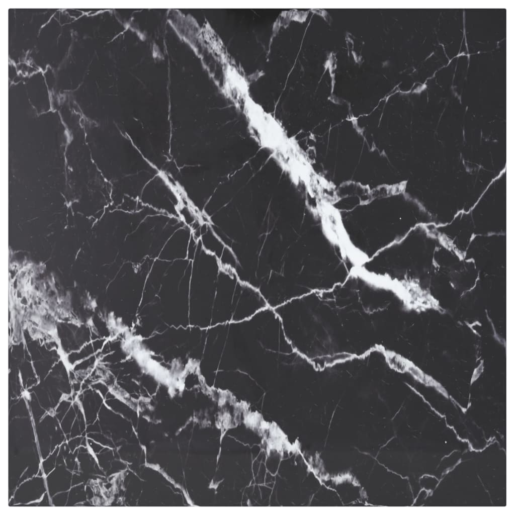 vidaXL Bordplate svart 70x70 cm 6 mm herdet glass med marmor design