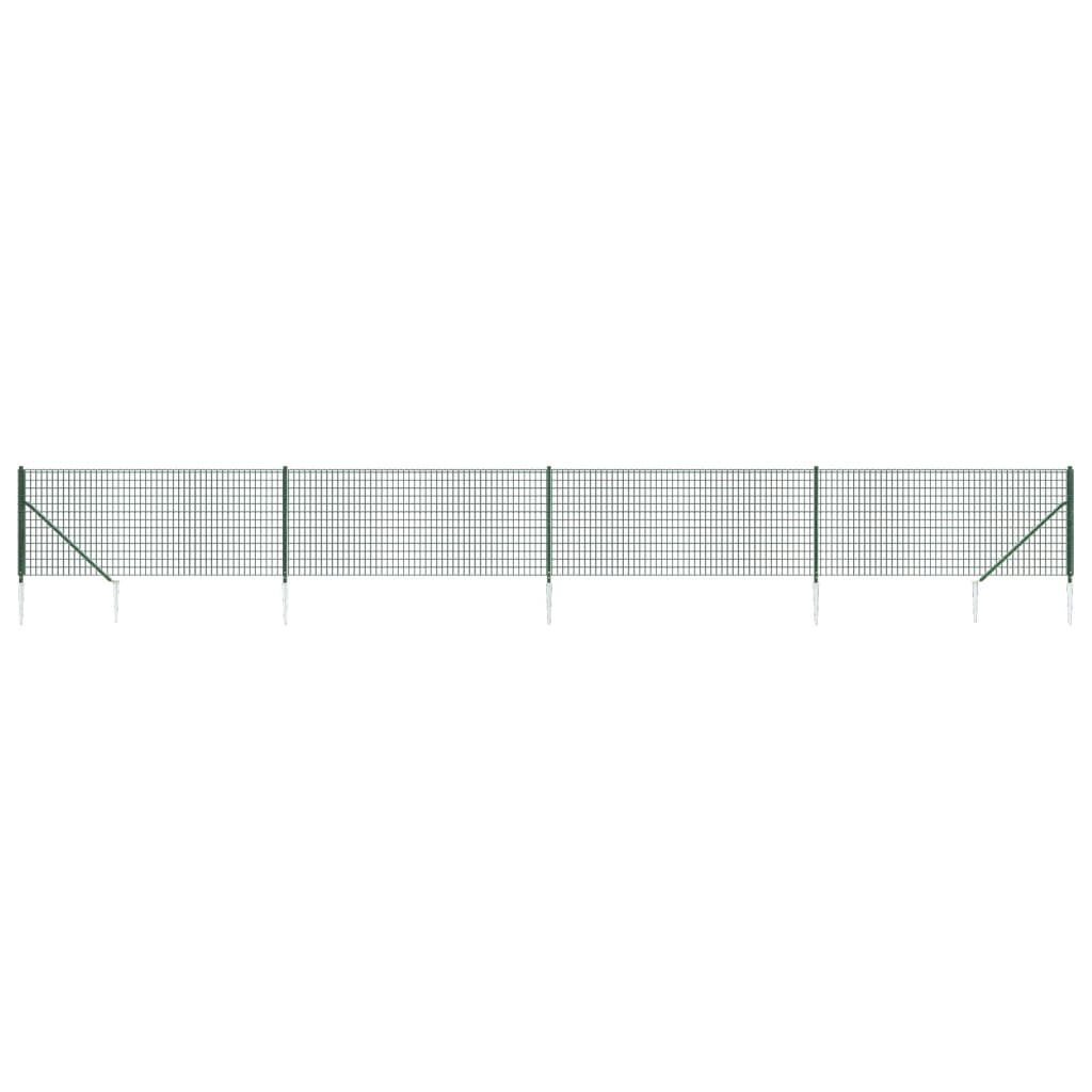 vidaXL Nettinggjerde med stolpespyd grønn 0,8x10 m