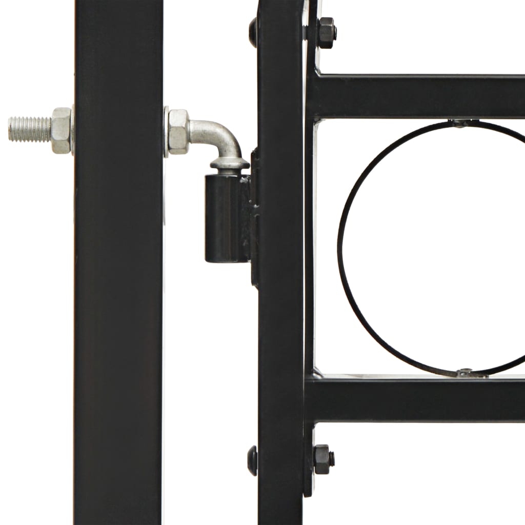 vidaXL Hageport med dobbel dør og buet topp stål 400x150 cm svart
