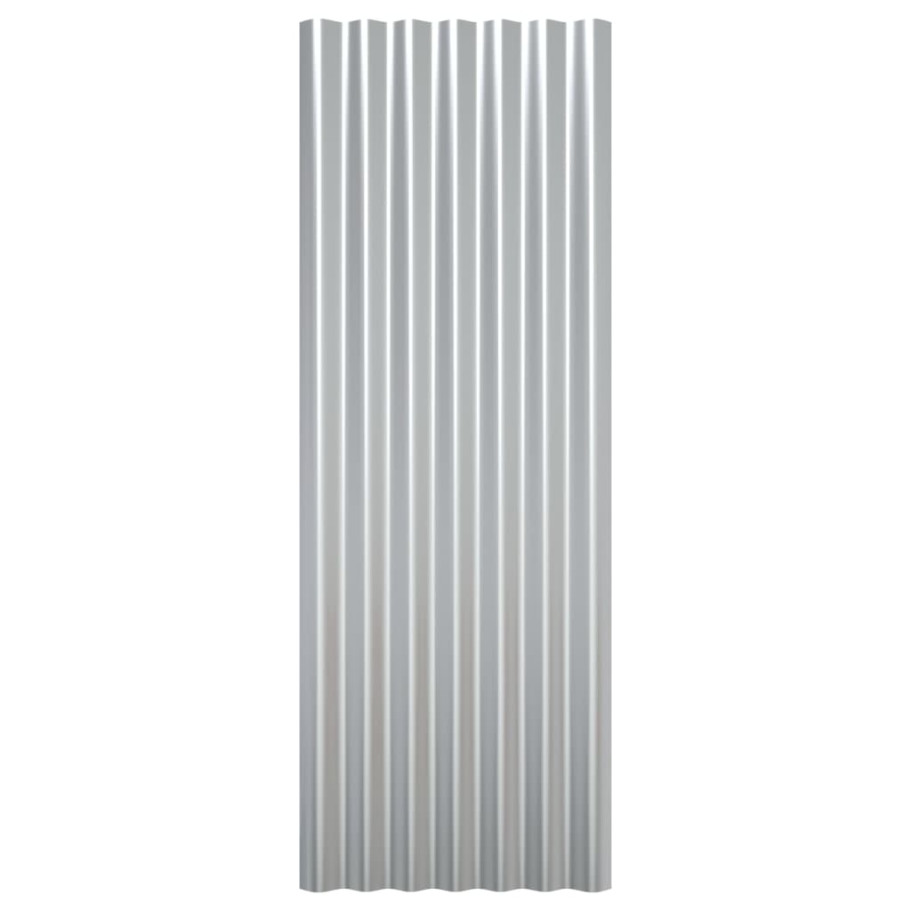 vidaXL Takpaneler 12 stk pulverlakkert stål sølv 100x36 cm