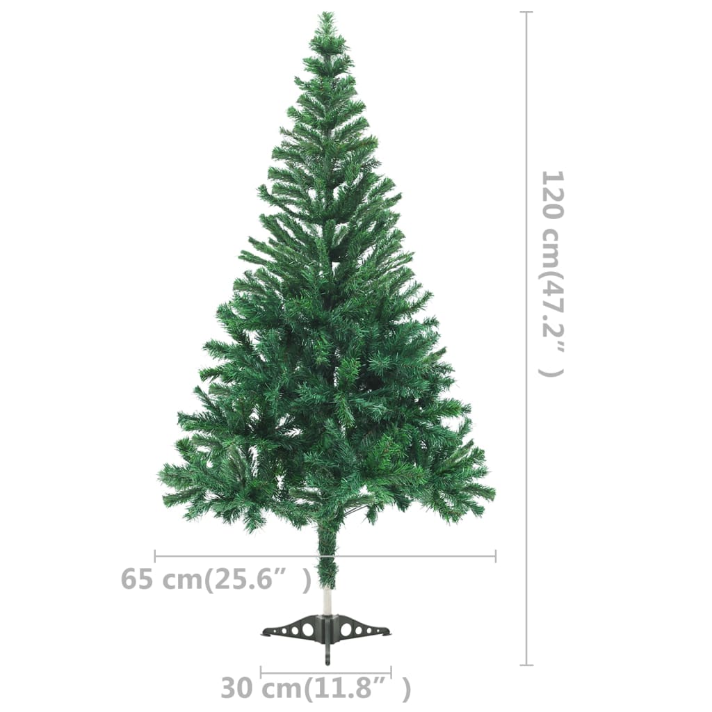 vidaXL Forhåndsbelyst kunstig juletre med stativ 120 cm 230 grener