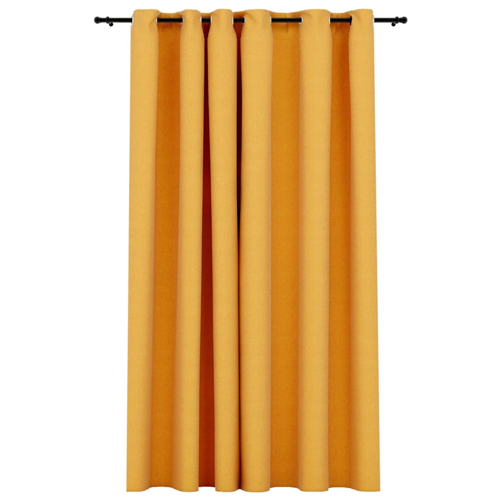 vidaXL Lystett gardin med maljer og lin-design gul 290x245 cm