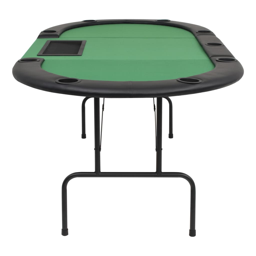 vidaXL Pokerbord 9 spillere sammenleggbar 3-delt oval grønn