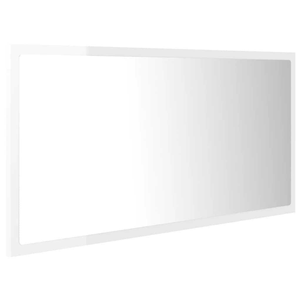 vidaXL LED Baderomsspeil 90x8,5x37 cm sponplate høyglans hvit