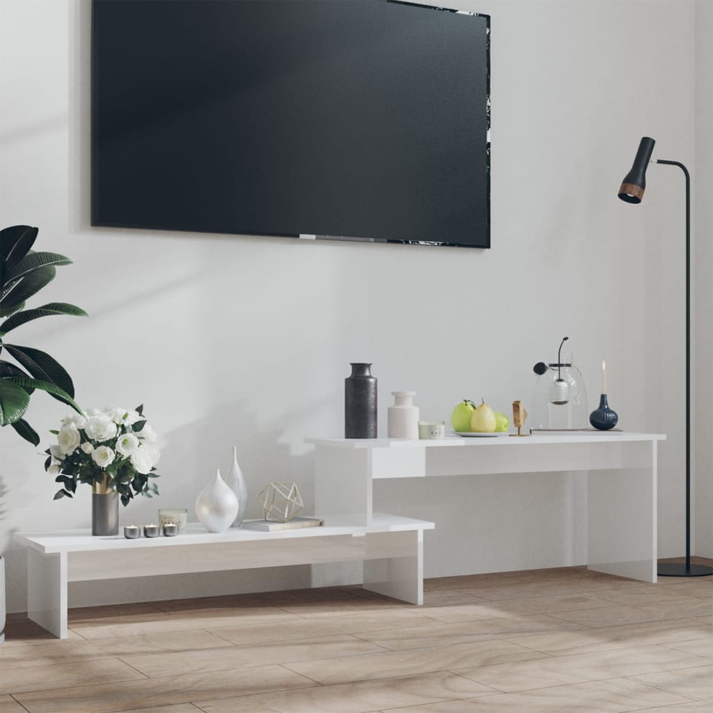 vidaXL TV-benk høyglans hvit 180x30x43 cm sponplate