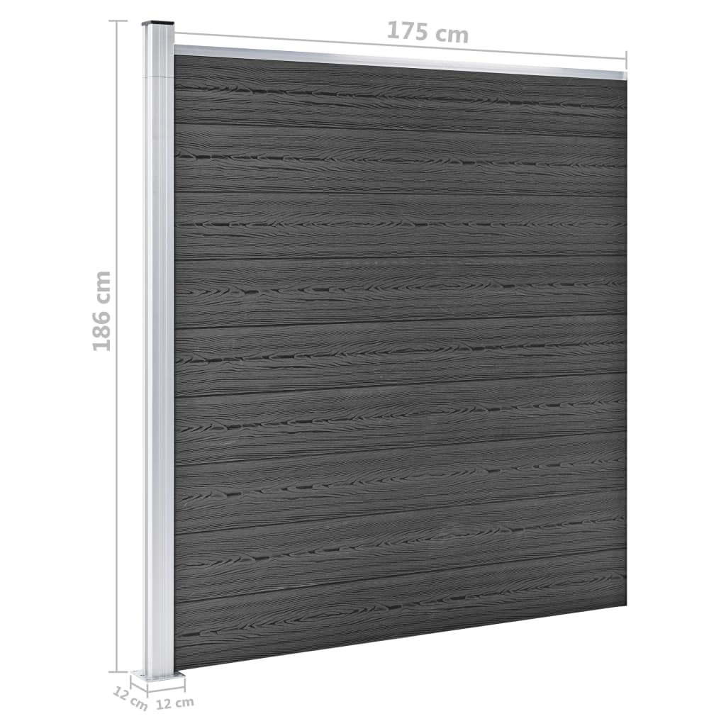 vidaXL Gjerdepanelsett WPC 792x(105-186) cm svart