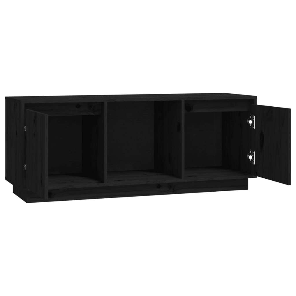 vidaXL TV-benk svart 110,5x35x44 cm heltre furu
