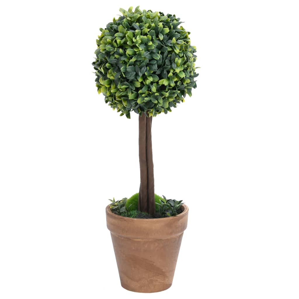 vidaXL Kunstige buksbomplanter med potte ballformet 2 stk 33 cm grønn