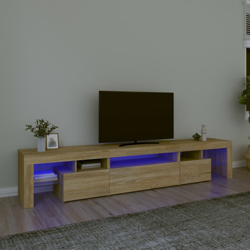 vidaXL TV-benk med LED-lys sonoma eik 215x36,5x40 cm