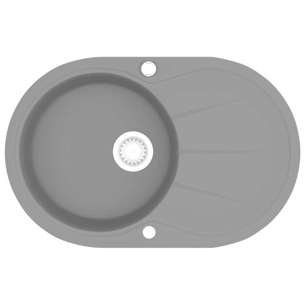 vidaXL Kjøkkenvask i granitt enkel kum oval grå