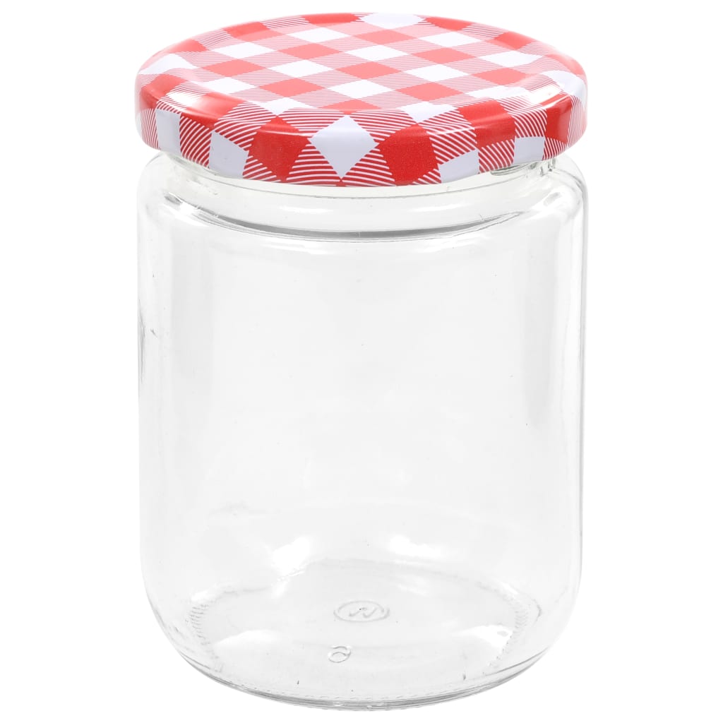 vidaXL Syltetøyglass med hvite og røde lokk 96 stk 230 ml
