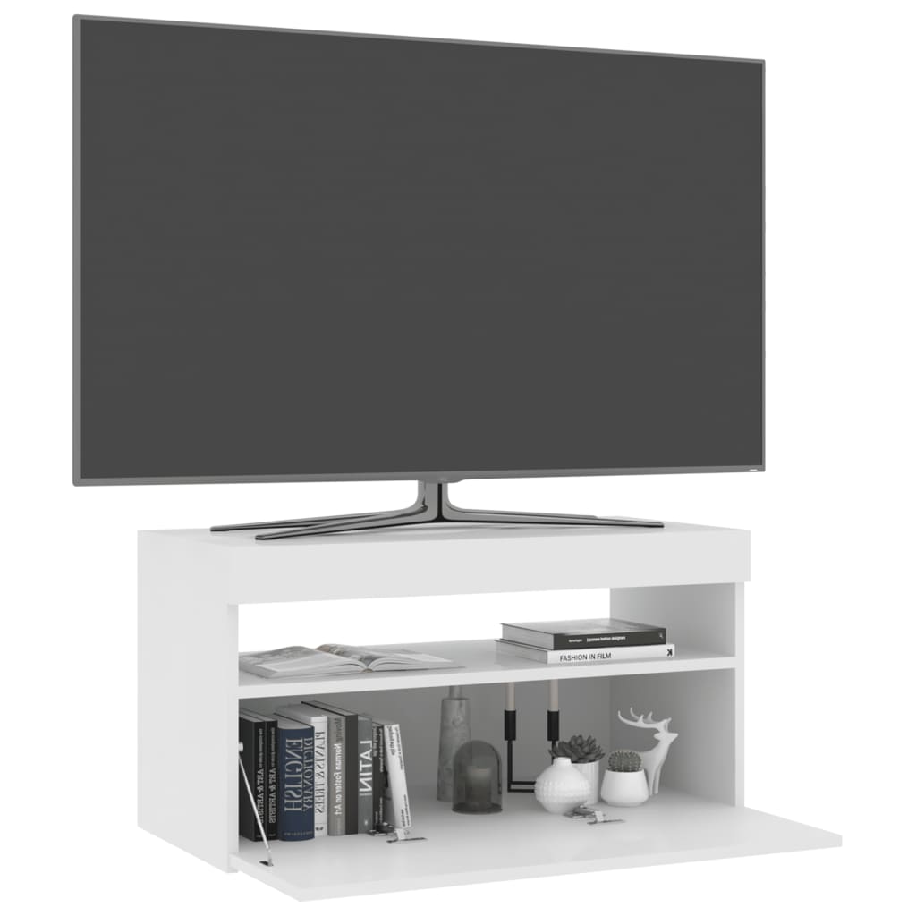 vidaXL TV-benk med LED-lys hvit 75x35x40 cm