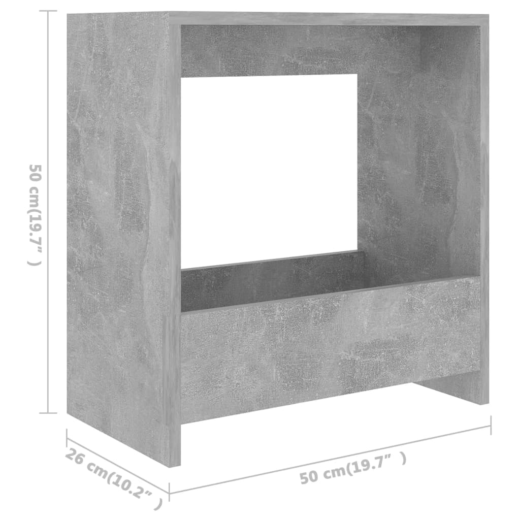 vidaXL Sidebord betonggrå 50x26x50 cm sponplate