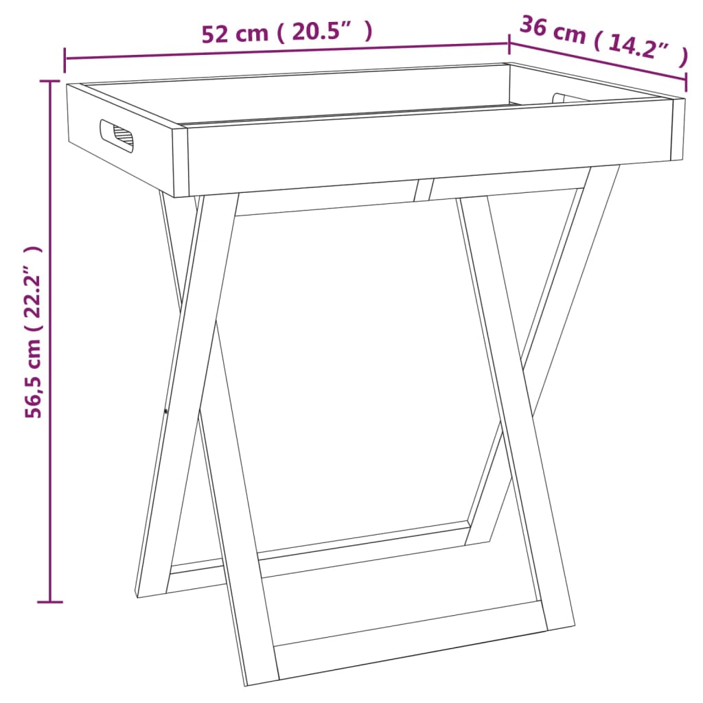 vidaXL Sammenleggbart brettbord 52x36x56,5 cm heltre valnøtt