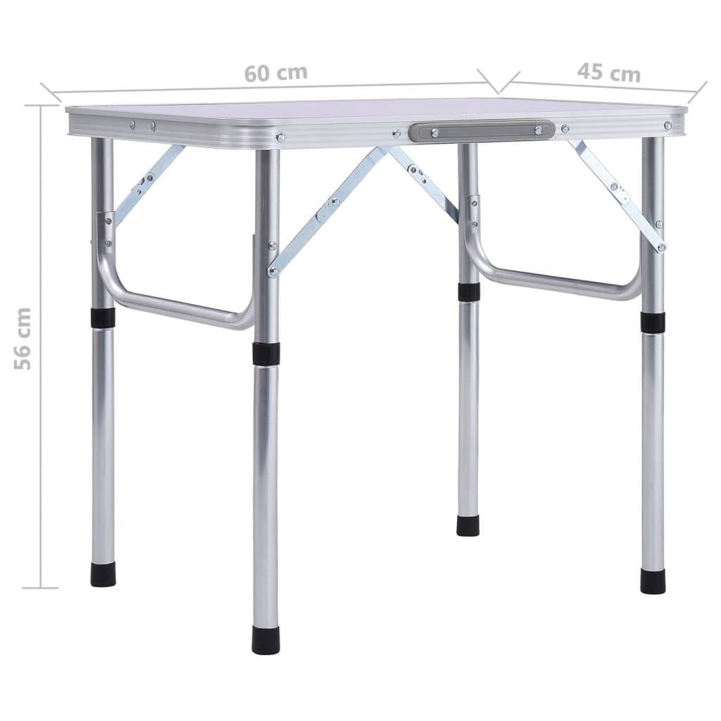 vidaXL Sammenleggbart campingbord hvit aluminium 60x45 cm
