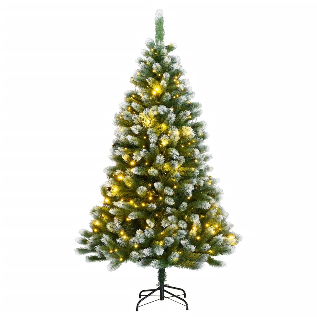 vidaXL Kunstig henglset juletre med 150 LED og flokket snø 150 cm