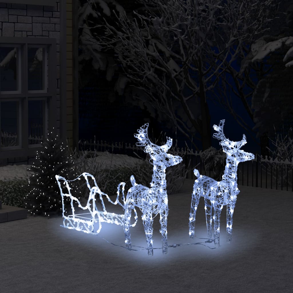vidaXL Reinsdyr og slede julepynt 160 LED 130 cm akryl