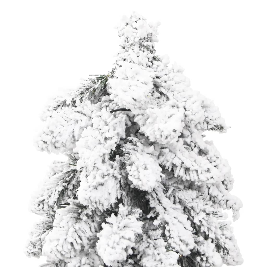 vidaXL Forhåndsbelyst kunstig juletre med 130 LED flokket snø 210 cm