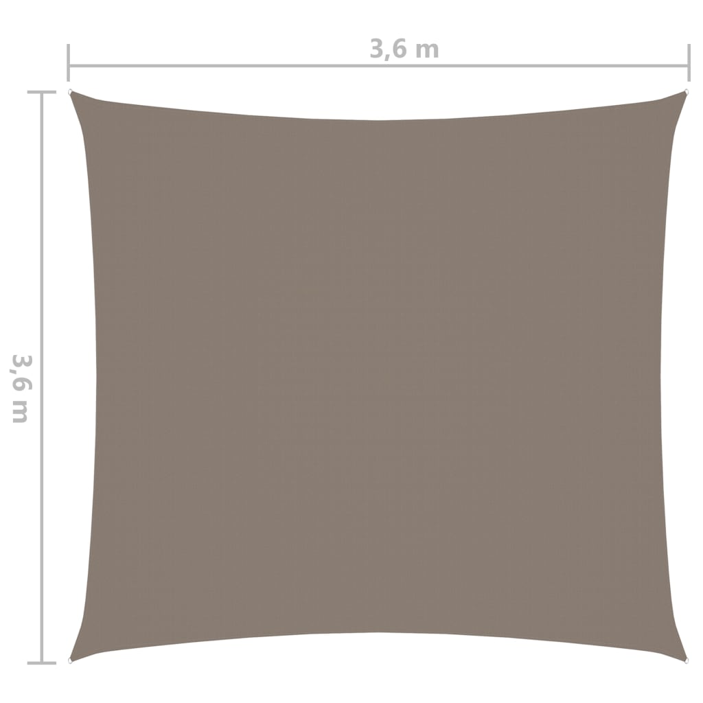 vidaXL Solseil oxfordstoff firkantet 3,6x3,6 m gråbrun