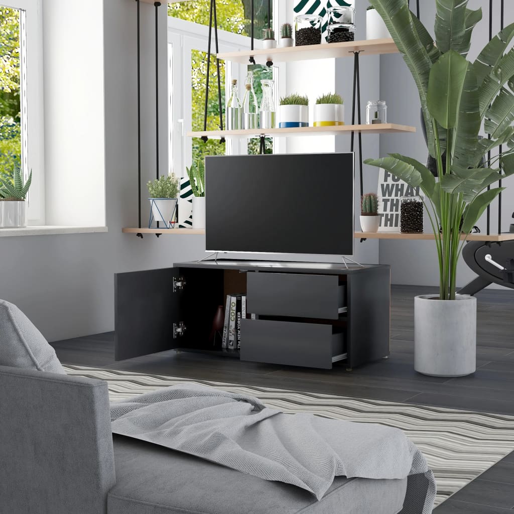 vidaXL TV-benk grå 80x34x36 cm sponplate