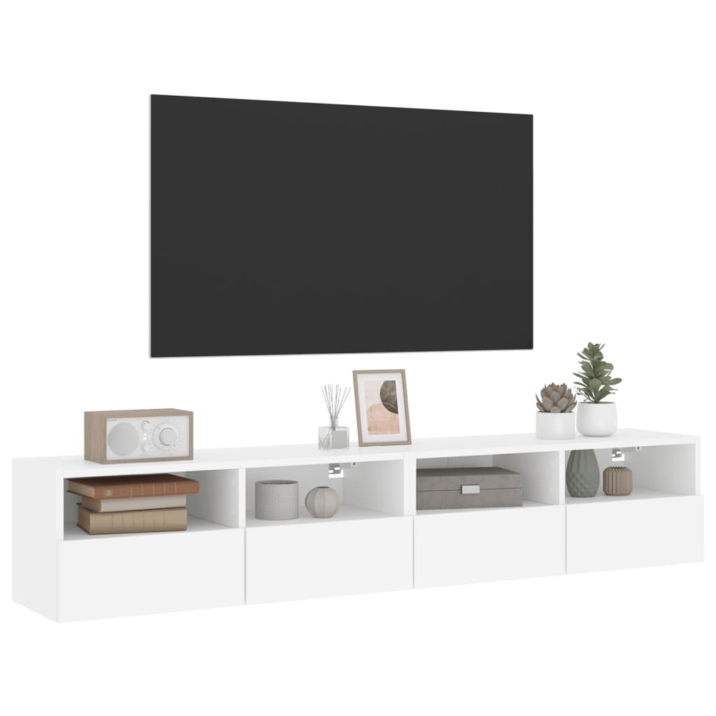 vidaXL Vegghengte TV-benker 2 stk hvit 80x30x30 cm konstruert tre