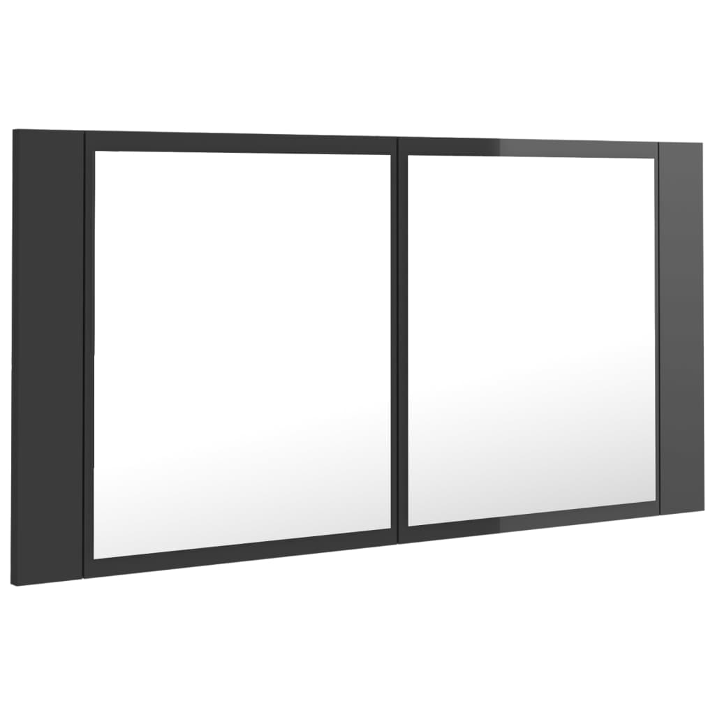 vidaXL LED-speilskap høyglans grå 90x12x45 cm akryl