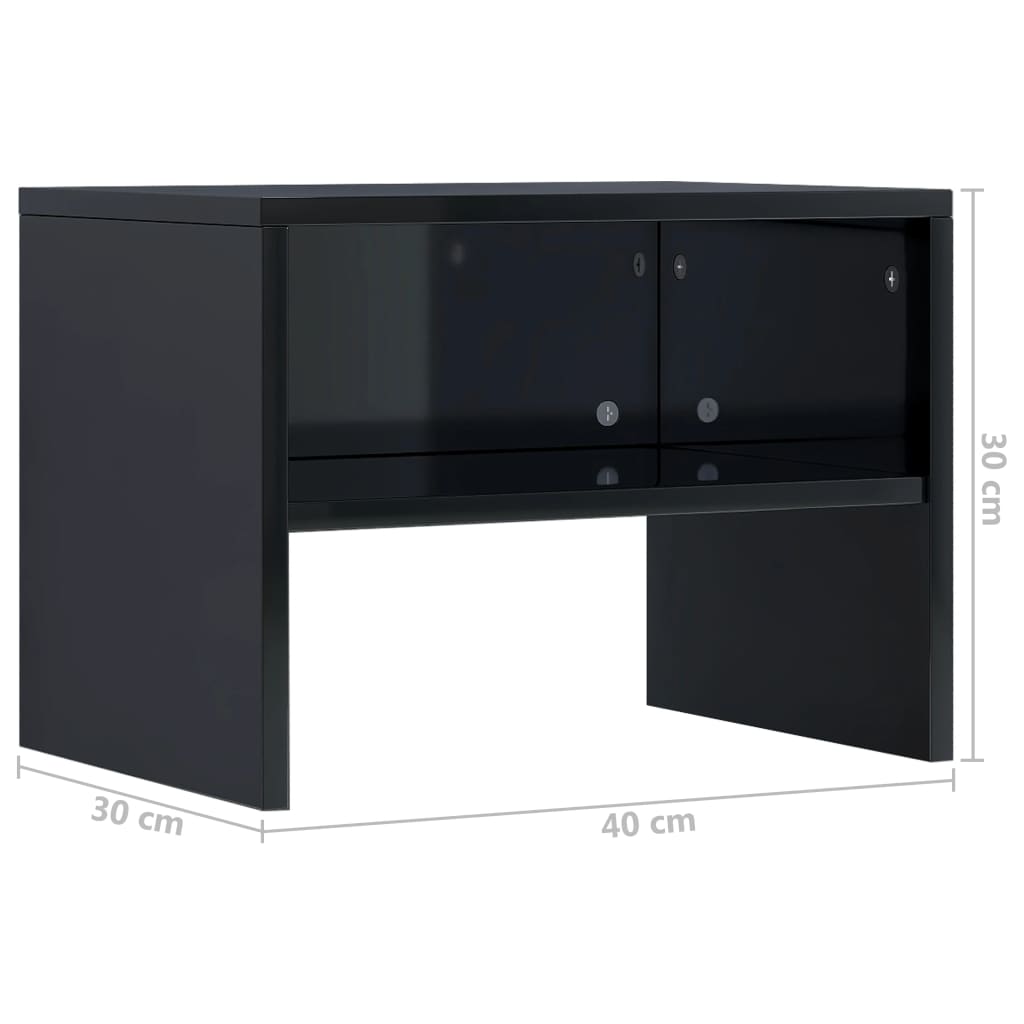 vidaXL Nattbord 2 stk høyglans svart 40x30x30 cm sponplate