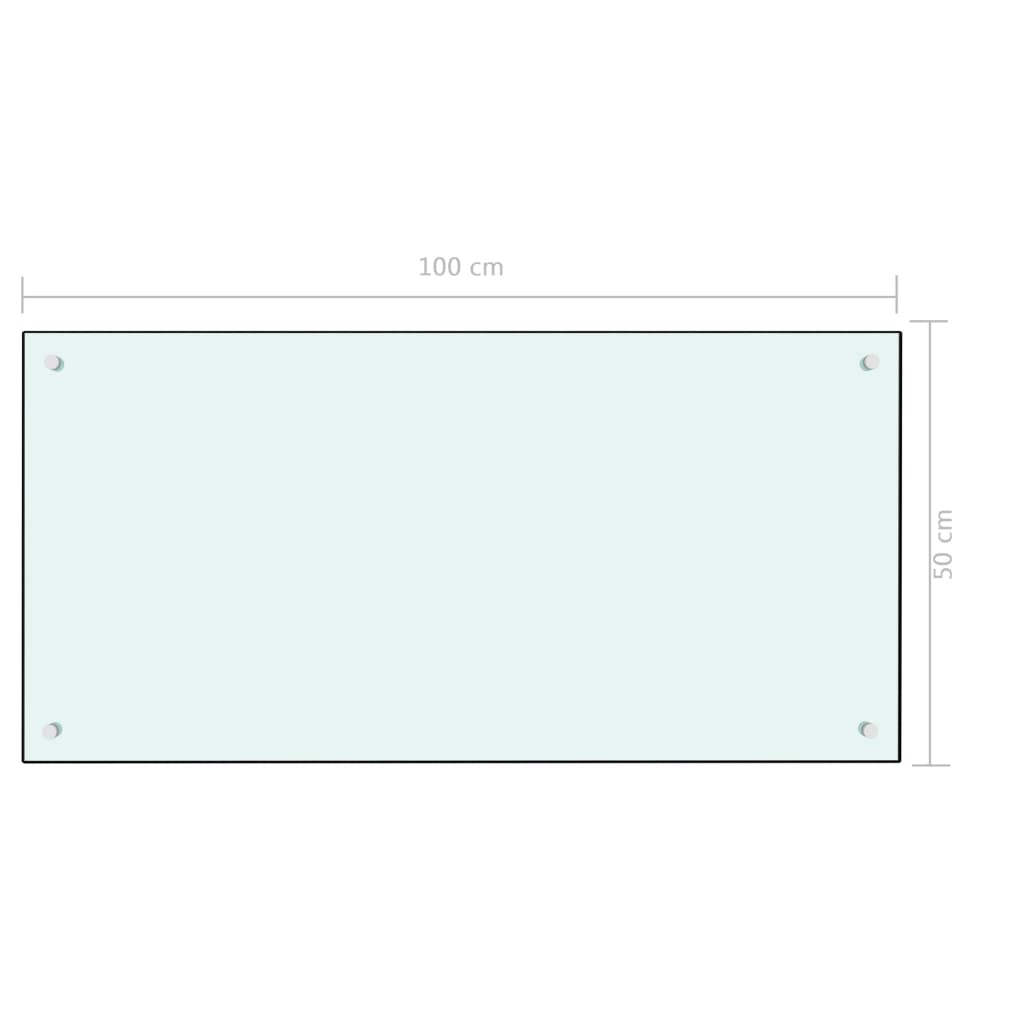 vidaXL Kjøkkenplate hvit 100x50 cm herdet glass