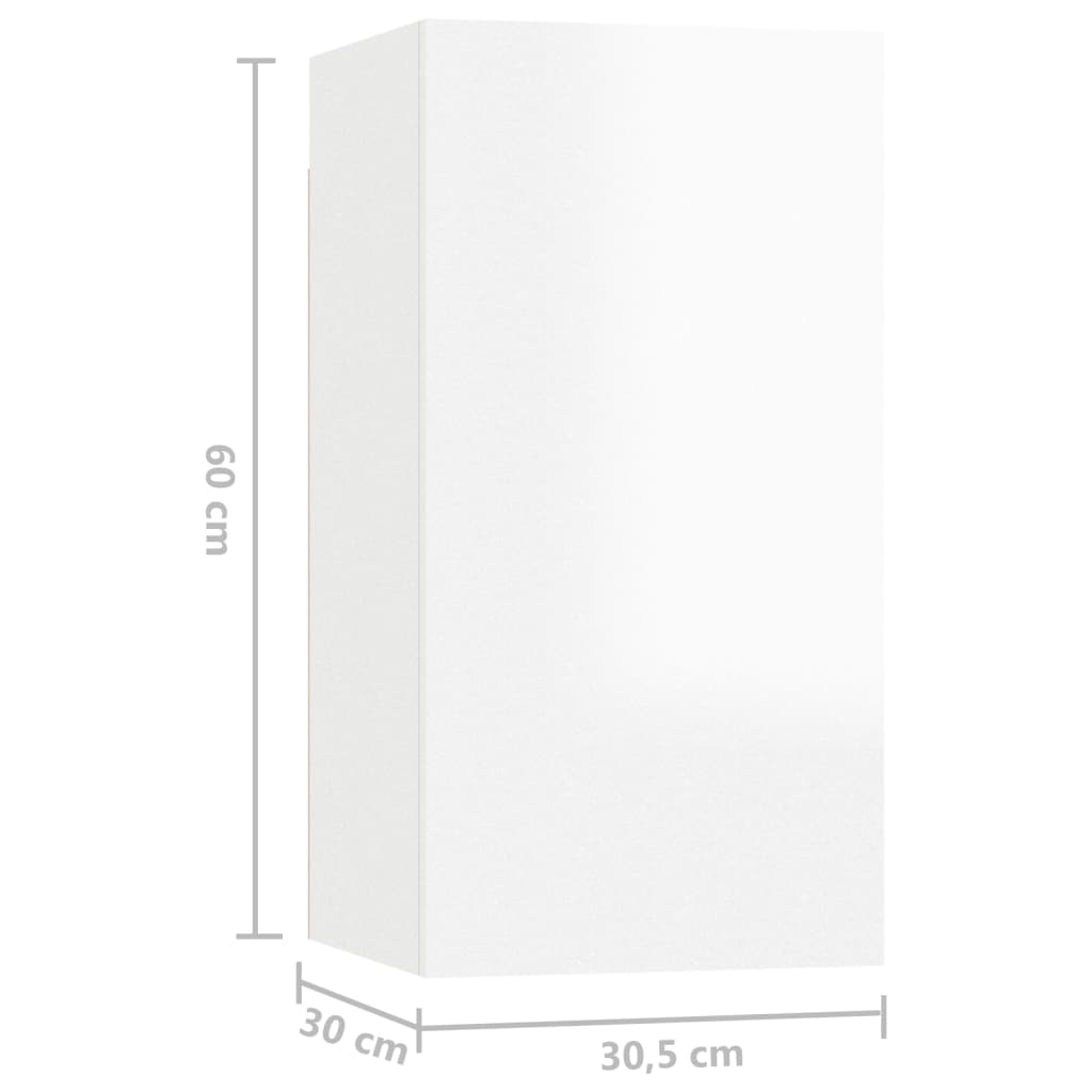 vidaXL TV-benk 2 stk høyglans hvit 30,5x30x60 cm sponplate