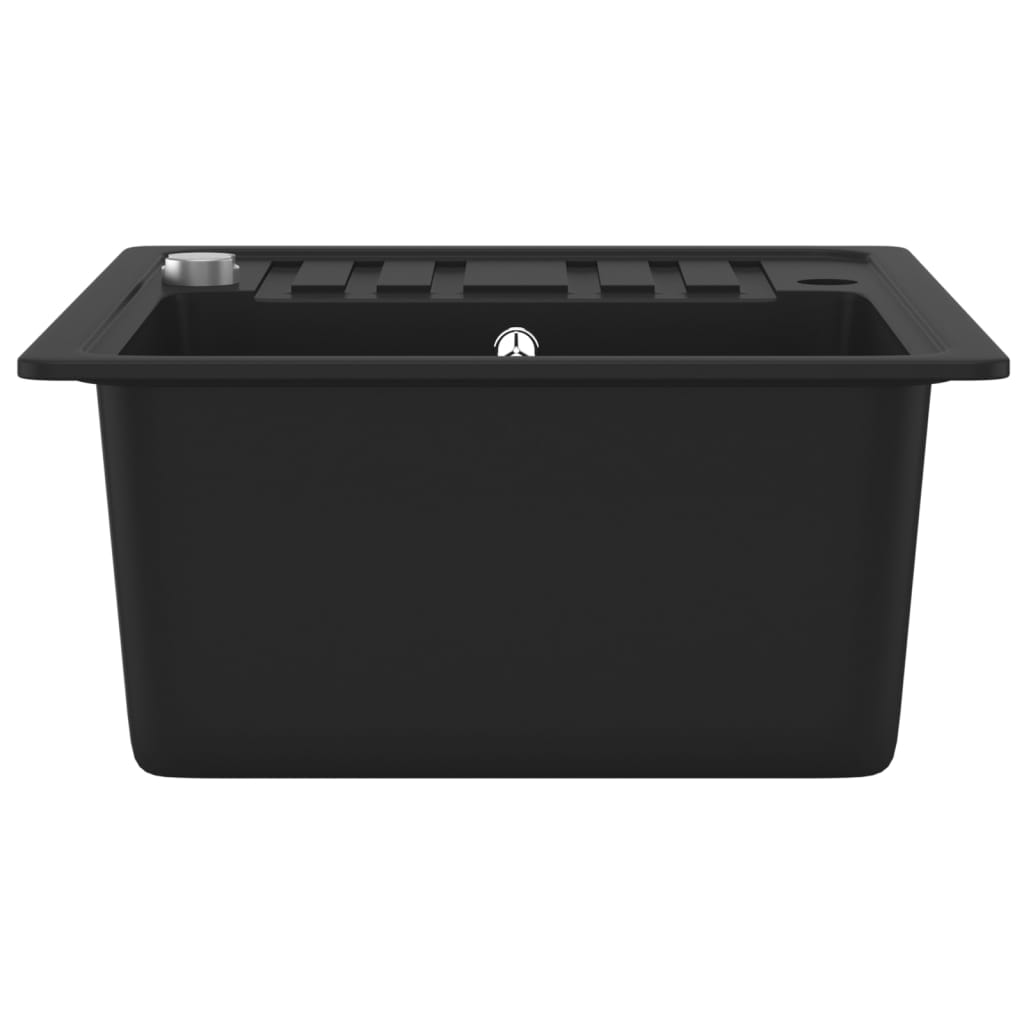 vidaXL Kjøkkenvask i granitt enkel kum svart