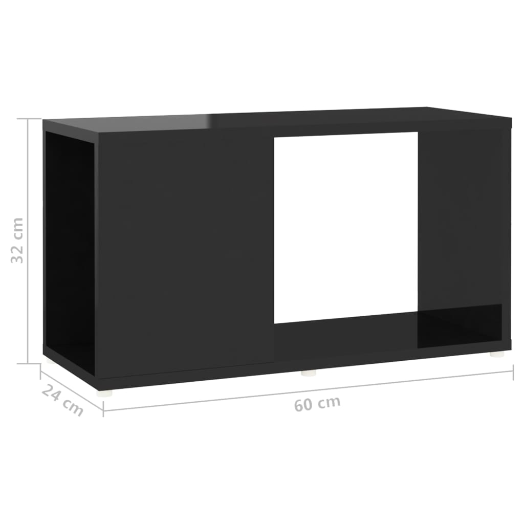 vidaXL TV-benk høyglans svart 60x24x32 cm sponplate