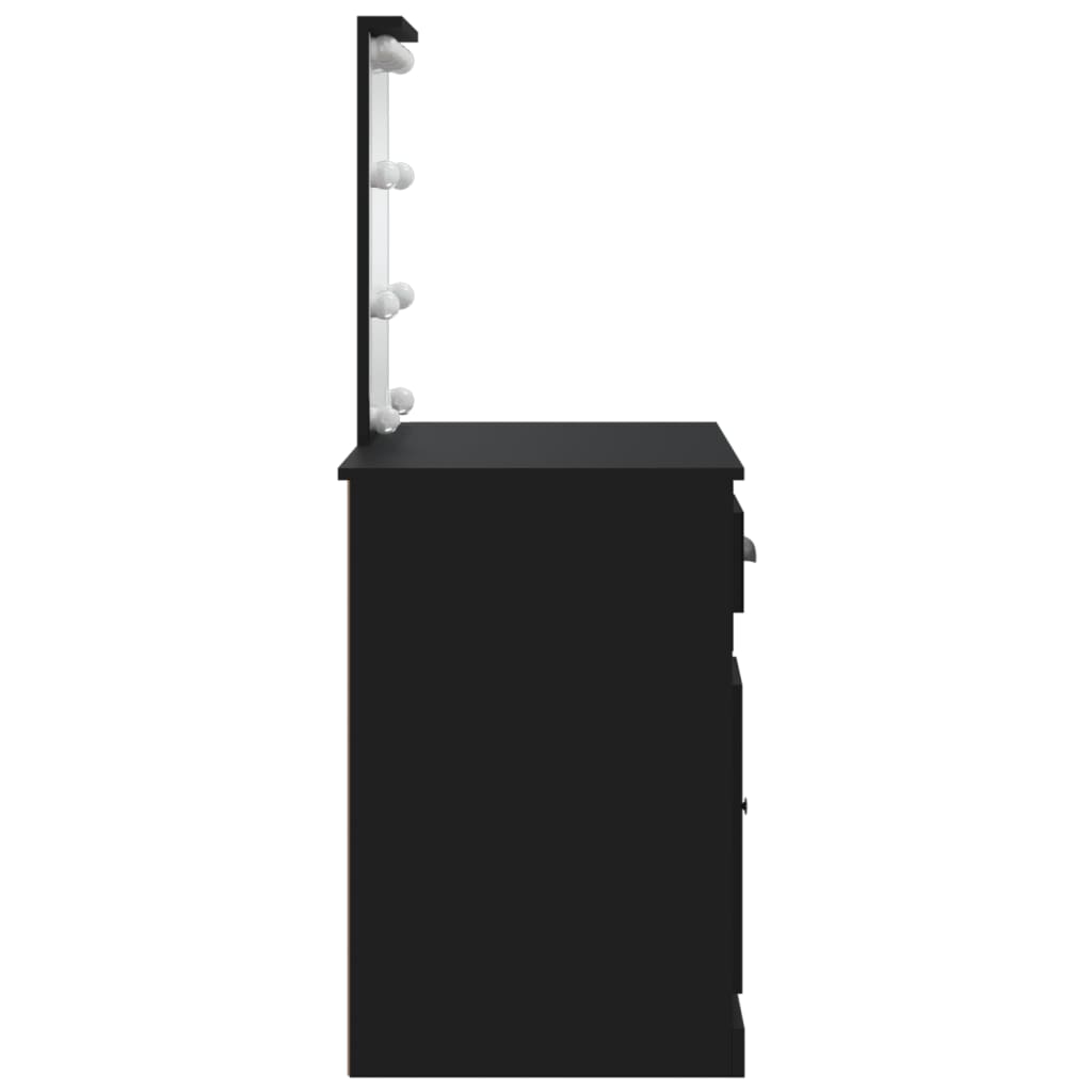 vidaXL Sminkebord med LED-lys svart 90x42x132,5 cm