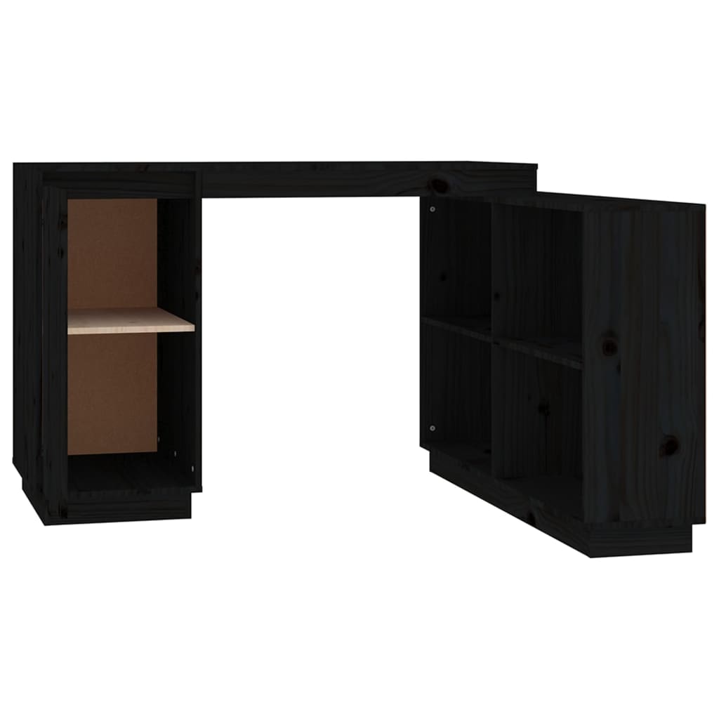 vidaXL Skrivebord svart 110x50x75 cm heltre furu