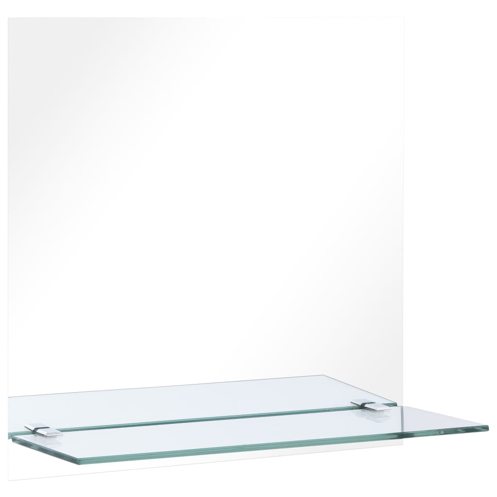 vidaXL Veggspeil med hylle 50x50 cm herdet glass