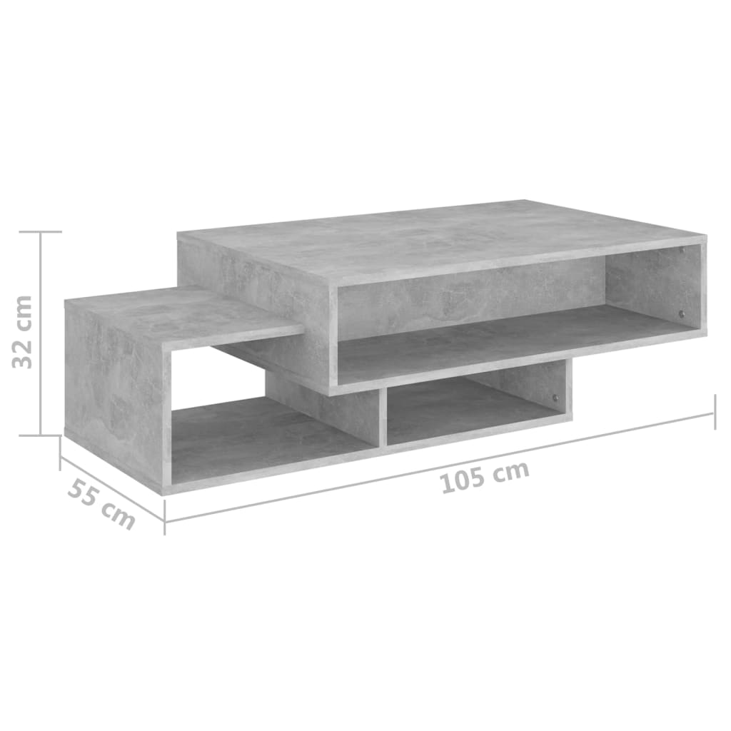 vidaXL Salongbord betonggrå 105x55x32 cm sponplate