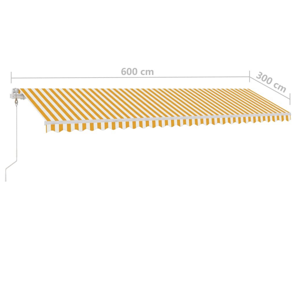 vidaXL Frittstående automatisk markise 600x300 cm gul og hvit