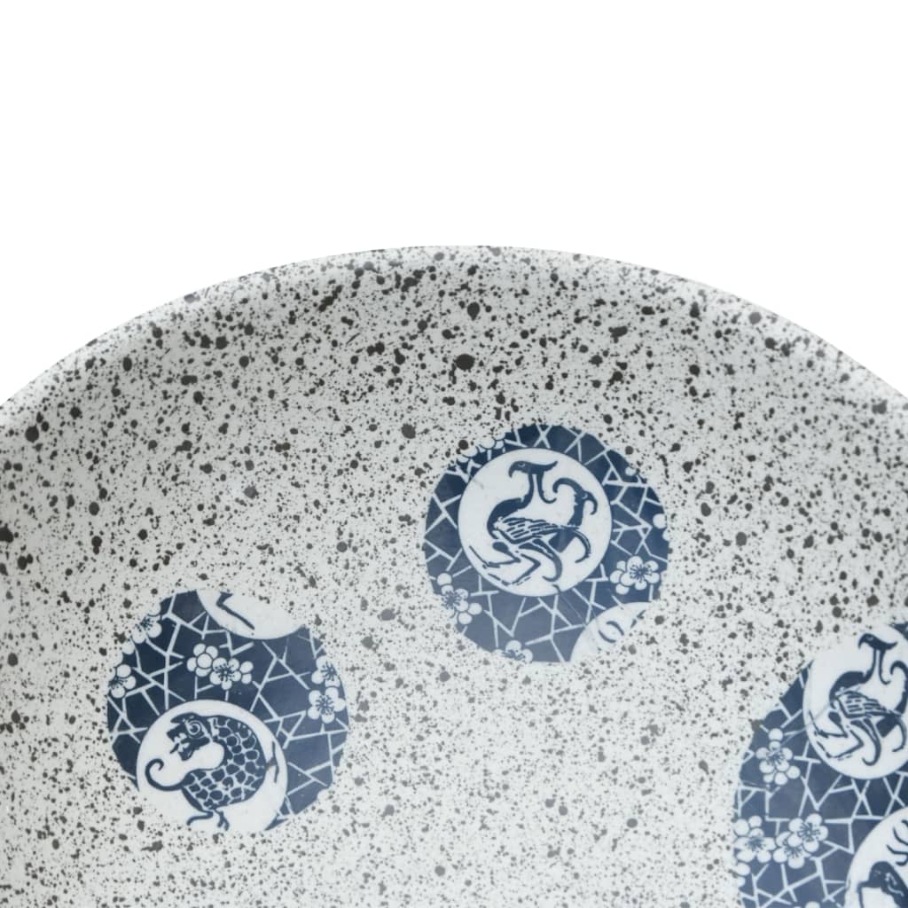 vidaXL Benkeservant grå og blå oval 47x33x13 cm keramikk